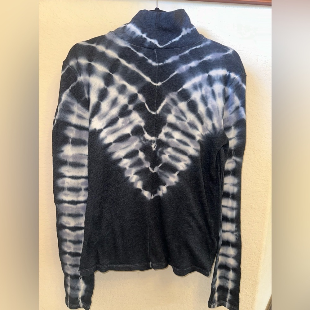 Free People Psychedelic Tie Dye Turtleneck Top Black S